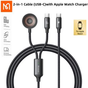 Mcdodo  2-in-1 Cable (USB-C to USB-C 60W PD Fast Charge)For Phone/Tablets/Laptops & with Apple Watch Series 1-9 Watch Ultra 1/2 Watch SE Charger For Samsung S23 S24 iPad Pro MacBook Air iPhone 15 series Xiaomi Huawei Data transmission cable