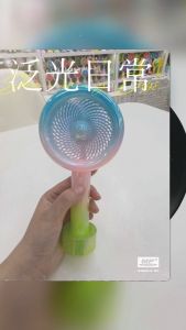 MSTHEOM Summer Jelly Gradient Handheld mini Fan Colorful with Base and Lights rechargeable usb mini fan