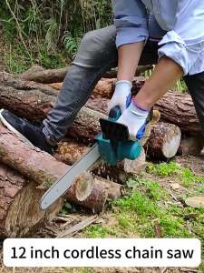 12 Inch Electric Chainsaw Cordless Hand Saw Portable Electric Mini Pruning Saw Rechargeable Pruning Saw Copper Motor 2000W High Power Battery Outdoor Logging Wood