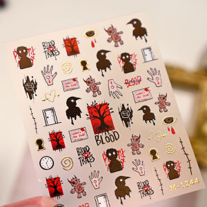 MOJI Magico Nail Art Stickers เทปตกแต่งเล็บกันน้ำ สีทองลูกไม้ ลายฮาโลวีน ขนาดปกติ ชุดเครื่องประดับเล็บ