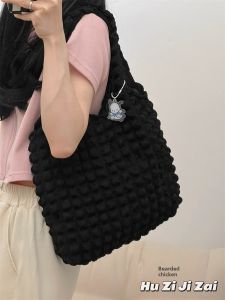 South Korea Ins Ruched Cloud Bubble Young Adult Student Shoulder Bag Tote Bag Womens Large Capacity Satchel Shopping Bag