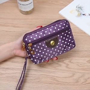 Jolex 4 Zipper Polka Dots Pouch Nylon: High Quality Small Pouch for Women JC11637