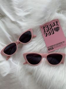 Pink Sunglasses Womens New 2025 Small Frame Retro Cat Eye Sunscreen Glasses round Face Couples Fashionable Elegant Stylish