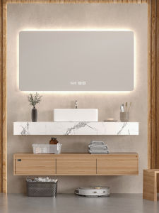 Original Wood Color Rock Board Integrated Bathroom Cabinet Small Household Style Japanese Bathroom Wash Basin Sink Vanity