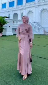 Dress Modern Adeva Baju Fashion Muslim Wanita Terbaru Gamis Kondangan Nikahan Seragam OOTD Gamis Lebaran Wanita