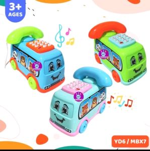 mainan bus die-cast telepon musik YD6 /mainan mobil anak
