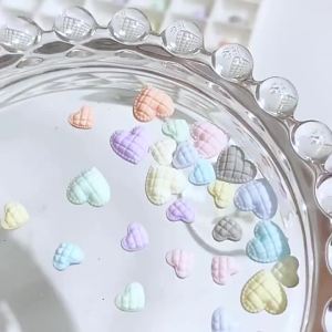 20pcs Plaid Resin Love Pentacle Nail Charms Flat Colored Kids Nail Art Accessories DIY Manicure Design Decoration Supplies Parts