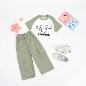 SETELAN ANAK KUROMI/CINAMONROL CARGO USIA 2-8 TAHUN