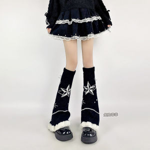 Christmas New Year Red Leg Warmers Womens Sweet Bow Knot Knitted Mid-Calf Socks Lolita Style Thickened Four Seasons Suitable