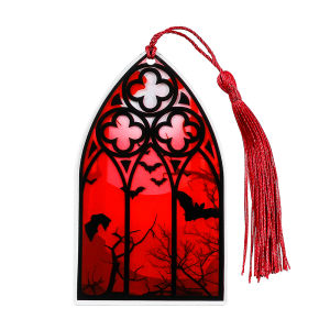 Gothic Scarlet Bát Acrylic Đánh Dấu Trang Với Tua Rua Đọc Sách Bút Đánh Dấu Cho Những Người Yêu Sách Vật Dụng Văn Phòng Ngày Lễ Quà Tặng