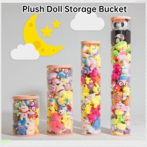 【Ready Stock】Transparent Doll Storage Bucket Space Saving Decorative Storage Organizer Plush Doll Display Toy Storage Clear Box