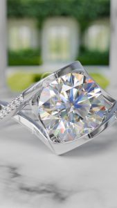 RoyStone - Cincin Wanita Moissanite Sertifikat GRA Original Lapis Emas - Solitaire Ring