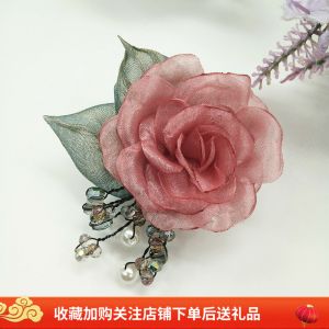 Professional Womens Floral Brooch Pin Sweater Accessory Large Coat Suit Dress Pin Female Chest Clip Artisanal Fabric Design