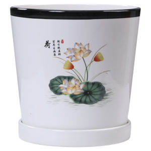 Large Ceramic Flower Pot Indoor Living Room Butterfly Orchid Spider Plant Hanging Planter with Tray European Style Floor Desktop