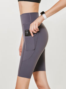 High Waist Five-Quarter Length Yoga Pants Womens Fitness Shorts Running Cycling Sportswear Set Breathable Quick Dry Moisture Wicking