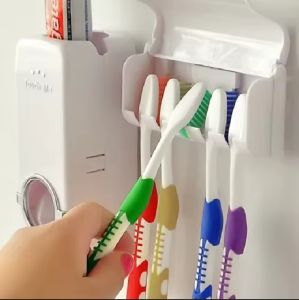 Dv DISPENSER ODOL TEMPAT SIKAT GIGI SET RAK KAMAR MANDI TOOTHPASTE PENJEPIT BRUSH HOLDER