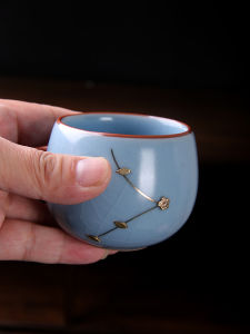 Retro Chinese Handmade Porcelain Tea Cup Zen Meditation Cup Owner Cup Single Person Cup Blue Glazed Ceramics Dehua County Origin