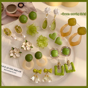 Green Stud Earrings for Women Fashion Flower S925 Earrings Elegant Ladies Stud Earrings for Party