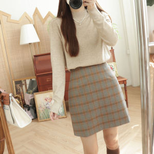 เสื้อสเวตเตอร์ถักคอปกสั้นแขนยาวหลวมๆ ผ้าแอนดี้นุ่มๆ ฤดูใบไม้ร่วง 2022 เสื้อชั้นในสีพื้น สไตล์ทำงาน ปกปิดไหล่