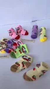 Kaos Kaki Bayi Perempuan Newborn 0-6 Bulan Leher Lipat Motif Rabbit Lucu