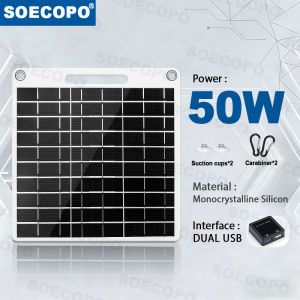 50W Portable Solar Panel with USB Output Fast & Charger for Phone Power Bank Outdoor Camping Hiking Home RV Emergency Use
