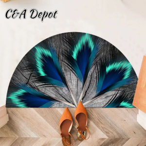 40*80cm Deepavali Semicircle Floor Mat Peacock Carpet 3D Karpet velvet Entrance Door Mat DIWALI tikar getah carpet ruang tamu karpet bilik tidur Carpets for living room Anti-slip Mat Deepavali Decorations Home Decor