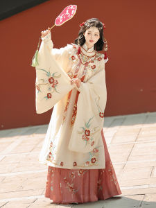 ต้นฉบับ Xiu Dian ชุดฮั่นฝู เสื้อผ้าผู้หญิง ความฝันรสพีชราชวงศ์หมิงปักไหล่เมฆ ปกตั้ง ทุกวัน ฤดูใบไม้ผลิ ฤดูใบไม้ร่วง สไตล์