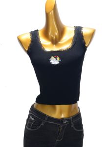 หวานสั้นถักผ้าไหมน้ําแข็งเสื้อกั๊กสําหรับผู้หญิง 2024 ฤดูร้อนใหม่ปัก SLIM FIT อเนกประสงค์ไม่มีแขนชั้นบน