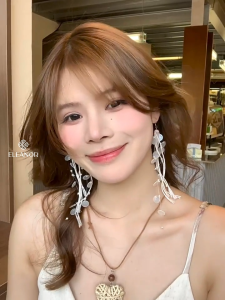 Bông tai nữ chuôi bạc 925 Eleanor Accessories tua rua phụ kiện trang sức khuyên tai đi biển 10108