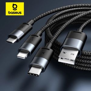 BASEUS | Baseus 3 in 1 USB Cable Micro USB Type C Fast Charger Micro USB Type C Data Cable For IP 14 13 Samsung Xiaomi Huawei