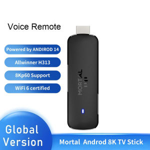 4K Android TV Stick Mortal Q8 WiFi6 BT50 Google Voice Smart TV Dongle Home Theater Netflix Youtube FullHD Android14 Media Player