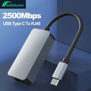 Kebidumei | Kebidumei 2500Mbps USB Type-C Ethernet To RJ45 2.5G USB 3.0 Wired Adapter Converter Lan Network Hub For MAC PC Laptop Win 7/8/10