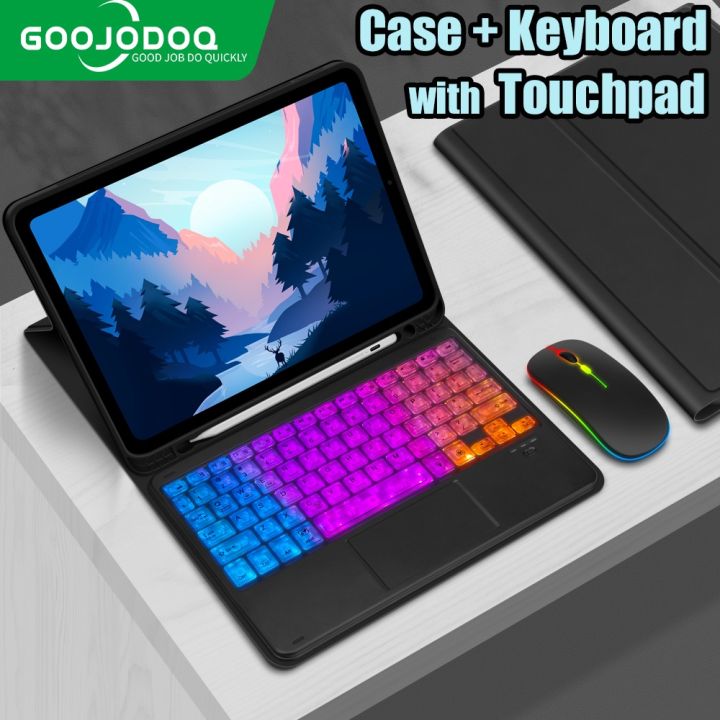 GOOJODOQ Wireless Bluetooth Keyboard iPad Case with Keyboard with