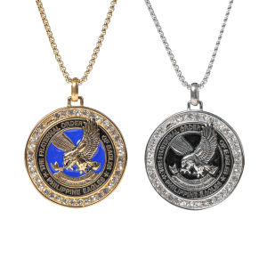 Vòng cổ thép không gỉ cho đại bàng kuya với Shinny Rhinestone