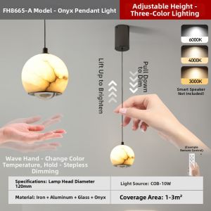 Designers Light | Hand-swept Intelligent Italian Minimalist Natural Marble Atmosphere Adjustable Hanging Lamp