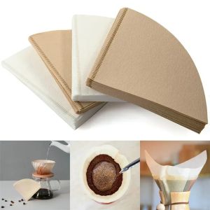 Coffee Filter Rack Disposable Cone Pour-Over Coffee Filter Natural Wood Pulp Paper 40/100pcs for Barista Coffee Brewing