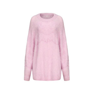 Pink Mousse Nail Embellished Heavy-Duty Long Sleeve Pullover Knitwear
