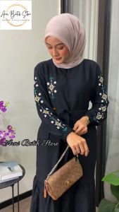 MIDI DRESS BAHAN POLO LINEN MOTIF BORDIR TERBARU