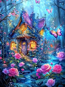 Huacan Full Diamond Painting Forest House Rose Diamond Mosaic Landsacape New Collection 2026 Gift