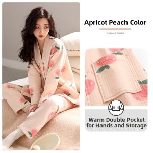 JIALEFEN | Thick Cotton Layered Sleepwear Female Autumn and Winter
