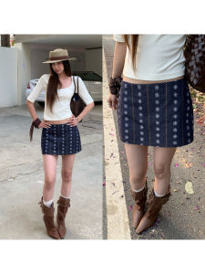 High Waist A-line Denim Skirt for Short Women