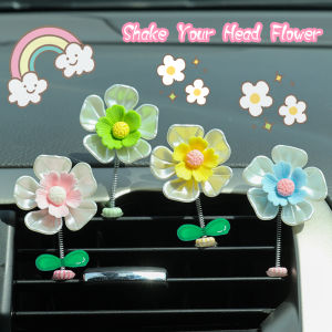 Fun Mini Shake Head Flowers Car Accessories Dashboard Decor Handmade Gifts for Her Cute Car Rearview Mirror Interior Ornaments Helmet Decorative Accessories