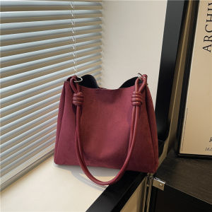 2025 New Velvet Underarm Wide Shoulder Strap Lazy Style Large Capacity Tote Bag Woolen Single Shoulder Bag for Women