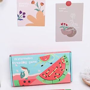 Đồ chơi ghép hình xỏ chỉ hình dưa hấu tập luồn các sợi dây liên kết phát triển trí tuệ cho bé - Đồ chơi MiniKids