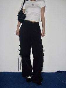 Black Casual Straight Leg Workwear Pants Womens Style Summer American Loose Wide Leg Trousers Low Waist Commute Fashion