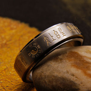 Ti Steel Rotating Ring Taoist Cultivation Mens Womens Fashion Jewelry Mindfulness Meditation Traditional Culture Symbol