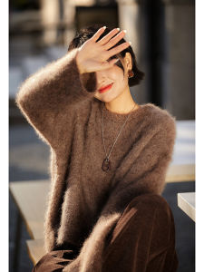 Xhange Soft Cashmere Knitted Sweater Womens round Neck Pullover Fuzzy Craft Long Sleeve Regular Fit Winter Fashion Office Style