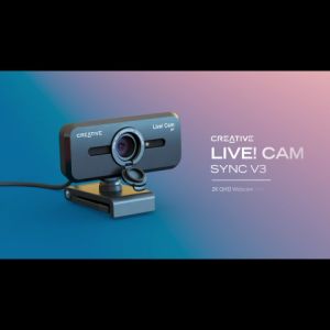 Creative Live! Cam Sync V3 (VF0900) 2K QHD USB Webcam with 4X Digital Zoom (4 Zoom Modes from Wide Angle to Narrow Portrait View) Privacy Lens 2 Mics for PC and Mac
