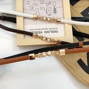 Korean Fashion Woman Belt For Dress Versatile Adjustable Leather Waistband Belt Casual Pearl Buckle Chain Belt Tali Pinggang Wanita