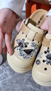 BL-918 Sandal Baim Fuji Sandal Wedges Fashion Import EVA Rubber Aksesoris 3D Rante Tinggi 9 CM